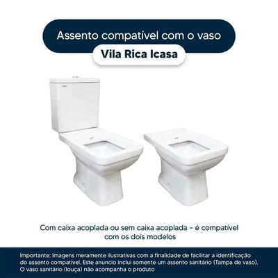 Tampa De Vaso Sanitário Poliéster Vila Rica Branco Para Bacia Icasa
