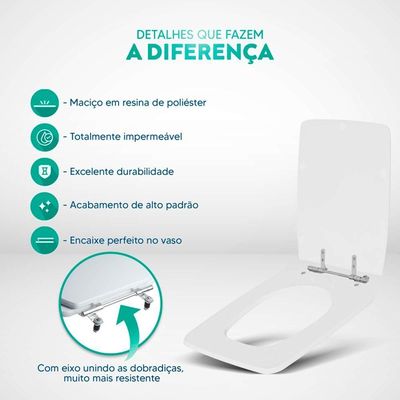Tampa De Vaso Sanitário Poliéster Vila Rica Branco Para Bacia Icasa