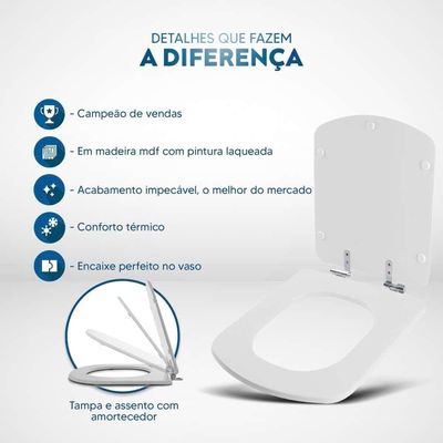 Assento Sanitário Soft Close Lirio Preto Para Vaso Fiori