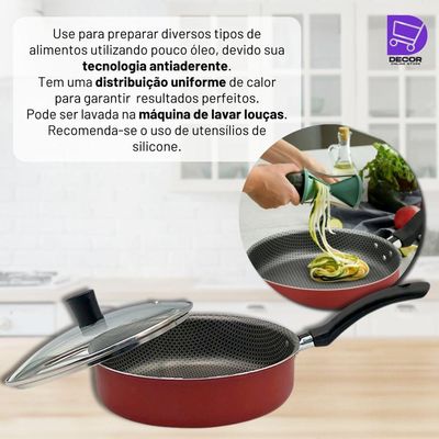 Frigideira Enjoy 20cm Qualidade E Praticidade Com Tampa De Vidro