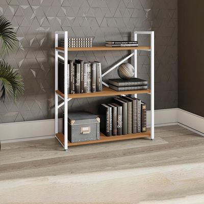 Estante Baixa 3 Prateleiras 87x72 Cm Li007 Canela Branco