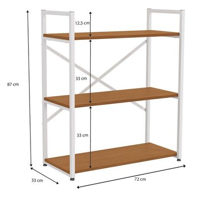 Estante Baixa 3 Prateleiras 87x72 Cm Li007 Canela Branco
