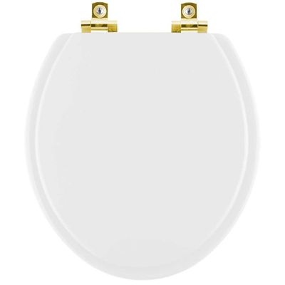 Assento Sanitário Soft Close Twister Branco Para Vaso Hervy Com Ferragem Dourada