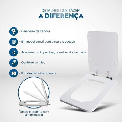 Assento Sanitário Soft Close Square Wild Rose Para Vaso Incepa