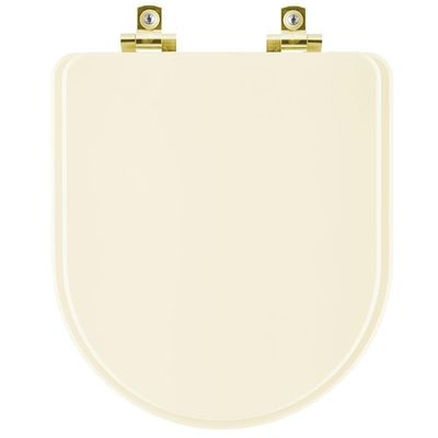 Assento Sanitário Soft Close Valentina Marfim Para Vaso Hervy Com Ferragem Dourada