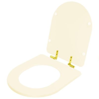 Assento Sanitário Soft Close Valentina Marfim Para Vaso Hervy Com Ferragem Dourada