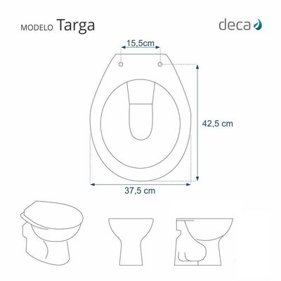 Assento Sanitário Targa Cinza Real Para Vaso Deca