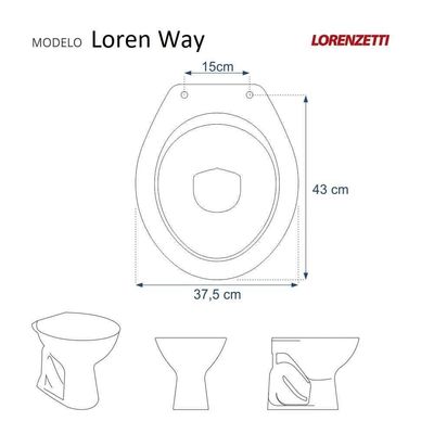 Tampa De Privada Em Mdf Loren Way Cinza Claro Para Bacia Lorenzetti