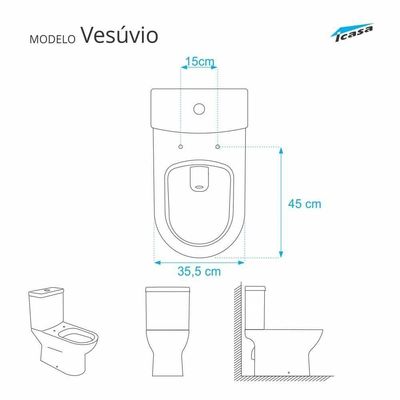 Tampa De Privada Poliéster Vesúvio Branco Para Louça Icasa 6lpf