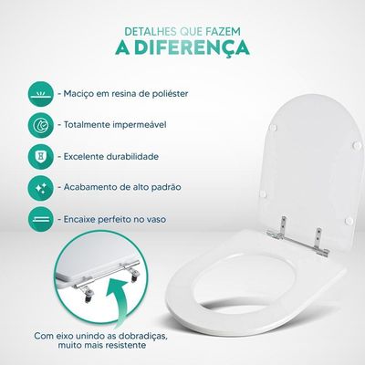 Tampa De Privada Sanitaria Poliester Carrara Branco Para Louça Deca