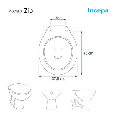 Tampa De Vaso Almofadada Branca Zip Para Bacia Incepa