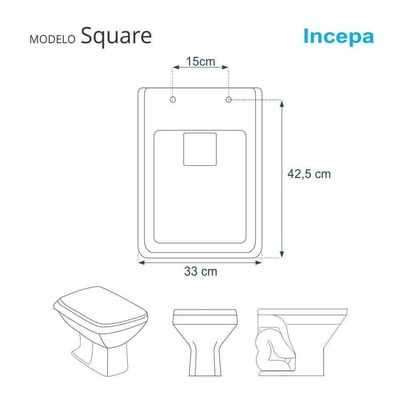Tampa De Vaso Acrilico Square Verde Claro Para Bacia Incepa