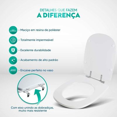 Tampa De Vaso Poliester Paris Branco Para Louça Ideal Standard