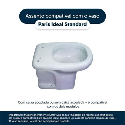 Tampa De Vaso Poliester Paris Branco Para Louça Ideal Standard
