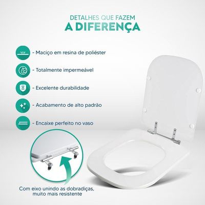 Tampa De Vaso Poliéster Axis Branco Para Bacia Deca