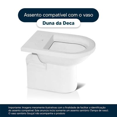 Tampa De Vaso Poliéster Com Amortecedor Duna Branco Para Bacia Deca Com Ferragem Dourada