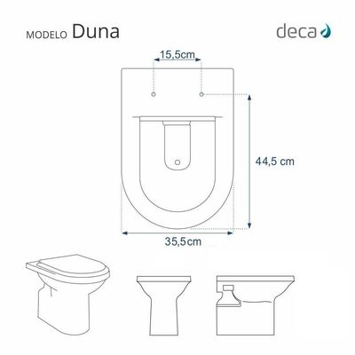 Tampa De Vaso Poliéster Com Amortecedor Duna Branco Para Bacia Deca Com Ferragem Dourada