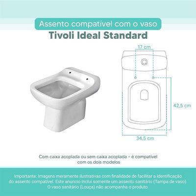 Tampa Vaso Sanitário Madeira Laqueada Tivoli Branco Para Bacia Ideal Standard