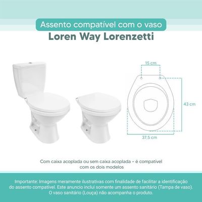 Tampa Vaso Sanitário Madeira Laqueada Loren Way Branco Para Bacia Lorenzetti