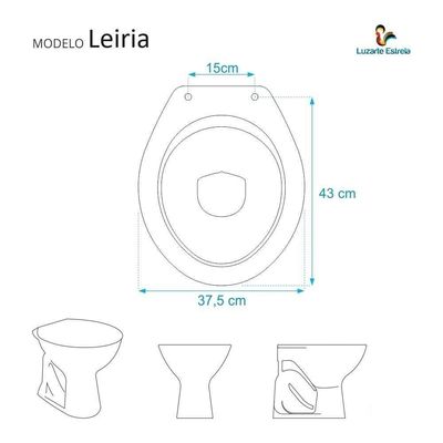Tampa De Vaso Sanitario Com Amortecedor Leiria Preto Para Bacia Luzarte