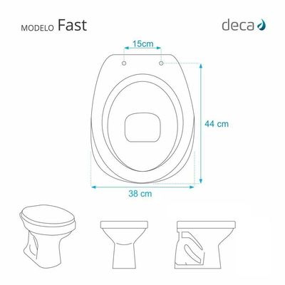 Tampa De Vaso Poliéster Fast Branco Para Bacia Deca