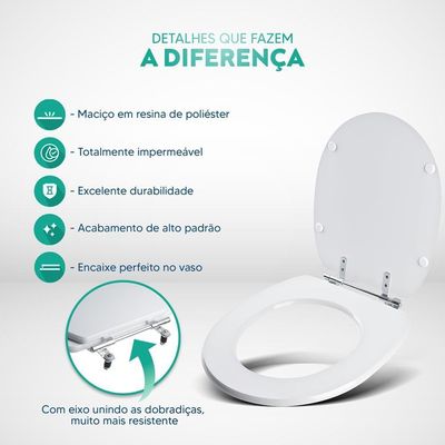 Tampa De Vaso Poliéster Fast Branco Para Bacia Deca