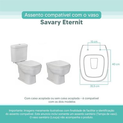 Tampa Vaso Sanitário Madeira Laqueada Savary Branco Para Bacia Eternit