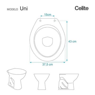 Tampa De Vaso Sanitário Laqueado Uni Branco Para Bacia Celite
