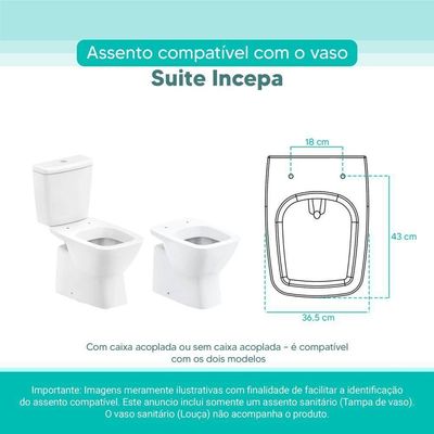 Tampa Vaso Sanitário Madeira Laqueada Suite Branco Para Bacia Incepa