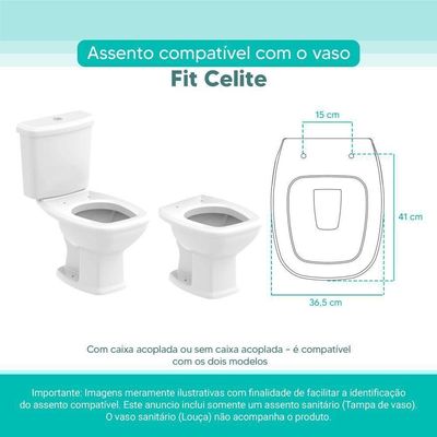 Tampa Vaso Sanitário Madeira Laqueada Fit Branco Para Bacia Celite