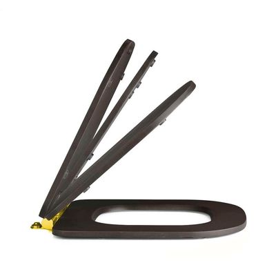 Assento Poliester Soft Close Carrara Marrom Fosco Para Vaso Deca Com Ferragem Dourada