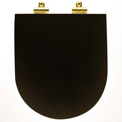 Assento Poliester Soft Close Carrara Marrom Fosco Para Vaso Deca Com Ferragem Dourada
