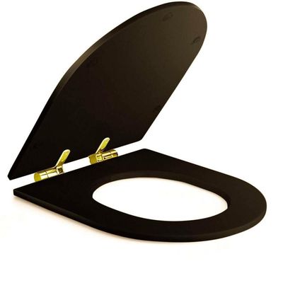 Assento Poliester Soft Close Carrara Marrom Fosco Para Vaso Deca Com Ferragem Dourada