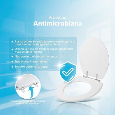 Assento Sanitario Poliester Antibacteriano Convencional Oval Branco Para Vaso Deca