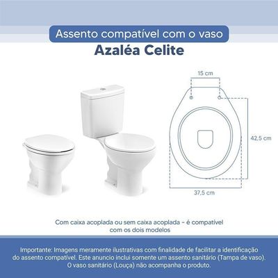 Tampa Vaso Sanitário Poliester Acrilico Azalea Branco Para Bacia Celite