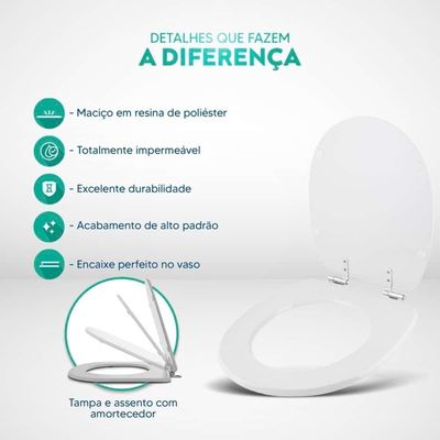 Assento Sanitario Poliester Com Amortecedor Massima Branco Para Vaso Incepa