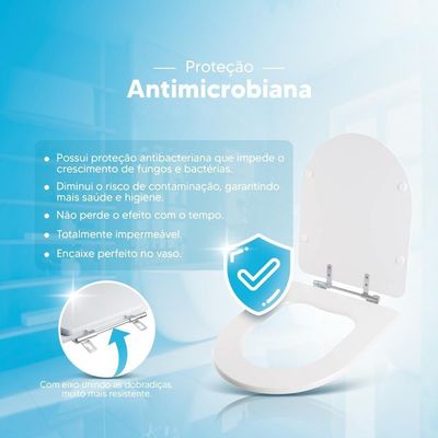 Assento Sanitario Poliester Antibacteriano Smart Branco Para Vaso Celite