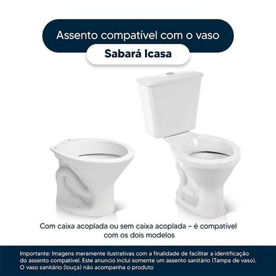 Assento Sanitario Poliester Antibacteriano Sabara Branco Para Vaso Icasa