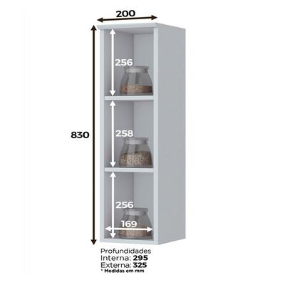 Armario Aereo Com Nicho Mdf 20 Cm Americana C360 Branco Henn