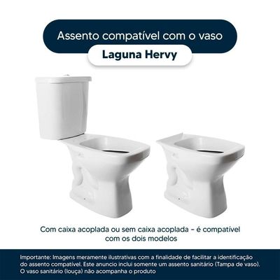 Assento Sanitário Com Amortecedor Laguna Branco Para Vaso Hervy Com Ferragem Dourada