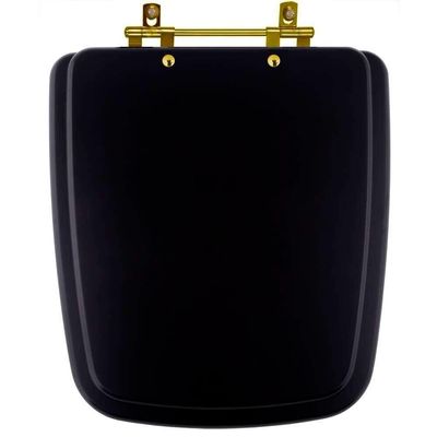 Assento Sanitário Boss Matte Black Preto Fosco Para Vaso Incepa Com Ferragem Dourada