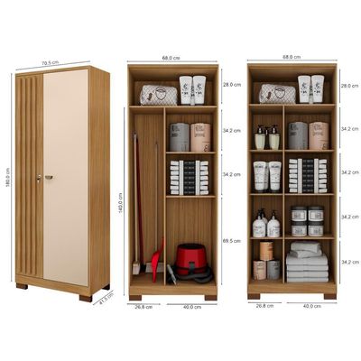 Armario Multiuso 2 Portas Versa 11686 71 Cm Carvalho Am Off White Incp