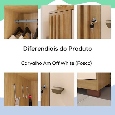 Armario Multiuso 2 Portas Versa 11686 71 Cm Carvalho Am Off White Incp