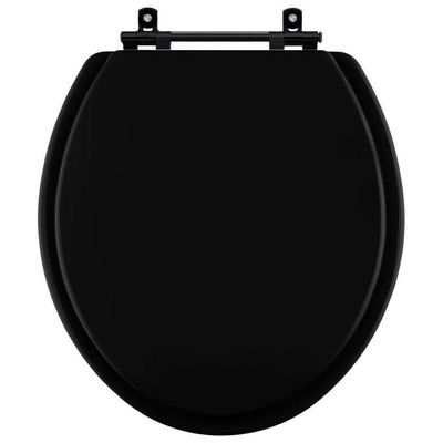 Assento Sanitario Poliéster Convencional Universal Oval Preto Com Ferragem Preta
