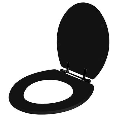 Assento Sanitario Poliéster Convencional Universal Oval Preto Com Ferragem Preta