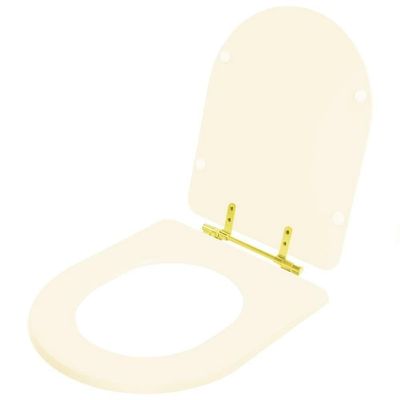Assento Sanitário Almofadado Carrara Creme Bege Claro Para Vaso Deca Com Ferragem Dourada