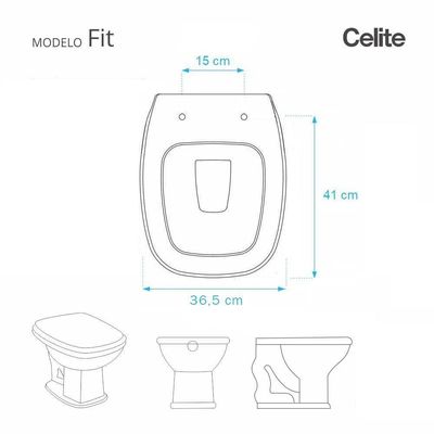 Assento Sanitário Almofadado Fit Preto Para Louça Celite