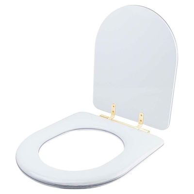 Assento Sanitário Almofadado Carrara Branco Para Vaso Deca Com Ferragem Dourada