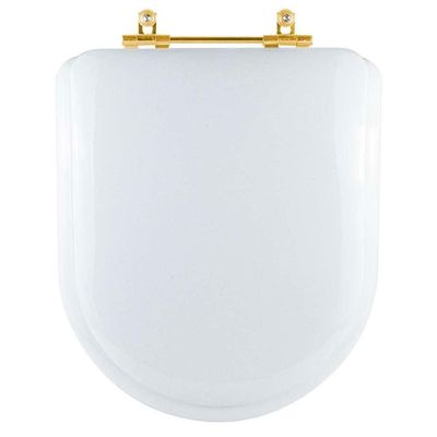 Assento Sanitário Almofadado Carrara Branco Para Vaso Deca Com Ferragem Dourada