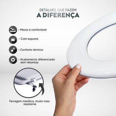 Assento Sanitário Almofadado Carina Branco Para Louça Ideal Standard